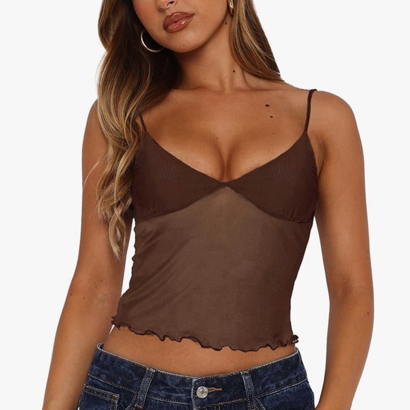 Amazon Essentials Brown Crop Top - Picture 1 of 4
